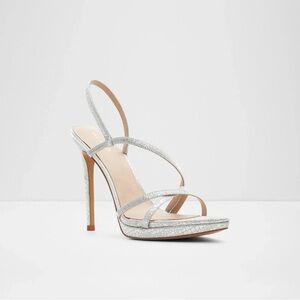 Aldo Resurge Elegant Silver Strappy Heels